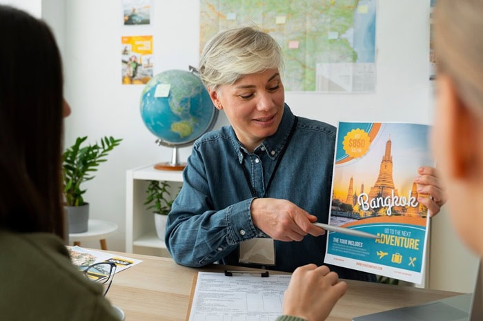 Spain vs Portugal for Digital Nomads: Visas, Lifestyle, and Legal Differences front view woman working as travel agent 23 2150455579