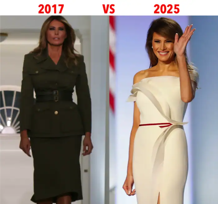 Melania at her 2017 vs 2025