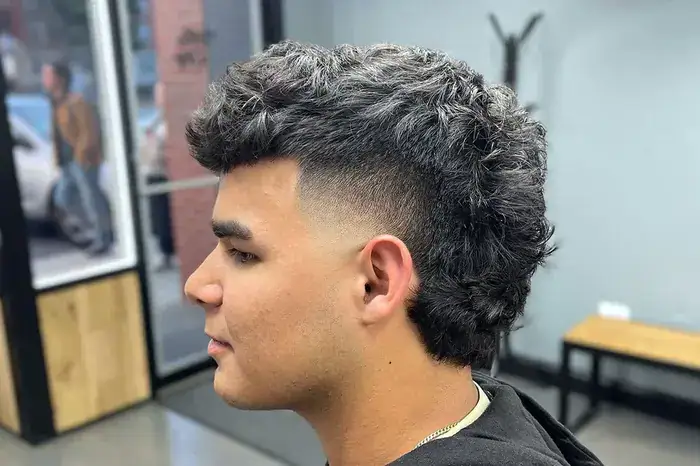 curly modern mullet for men